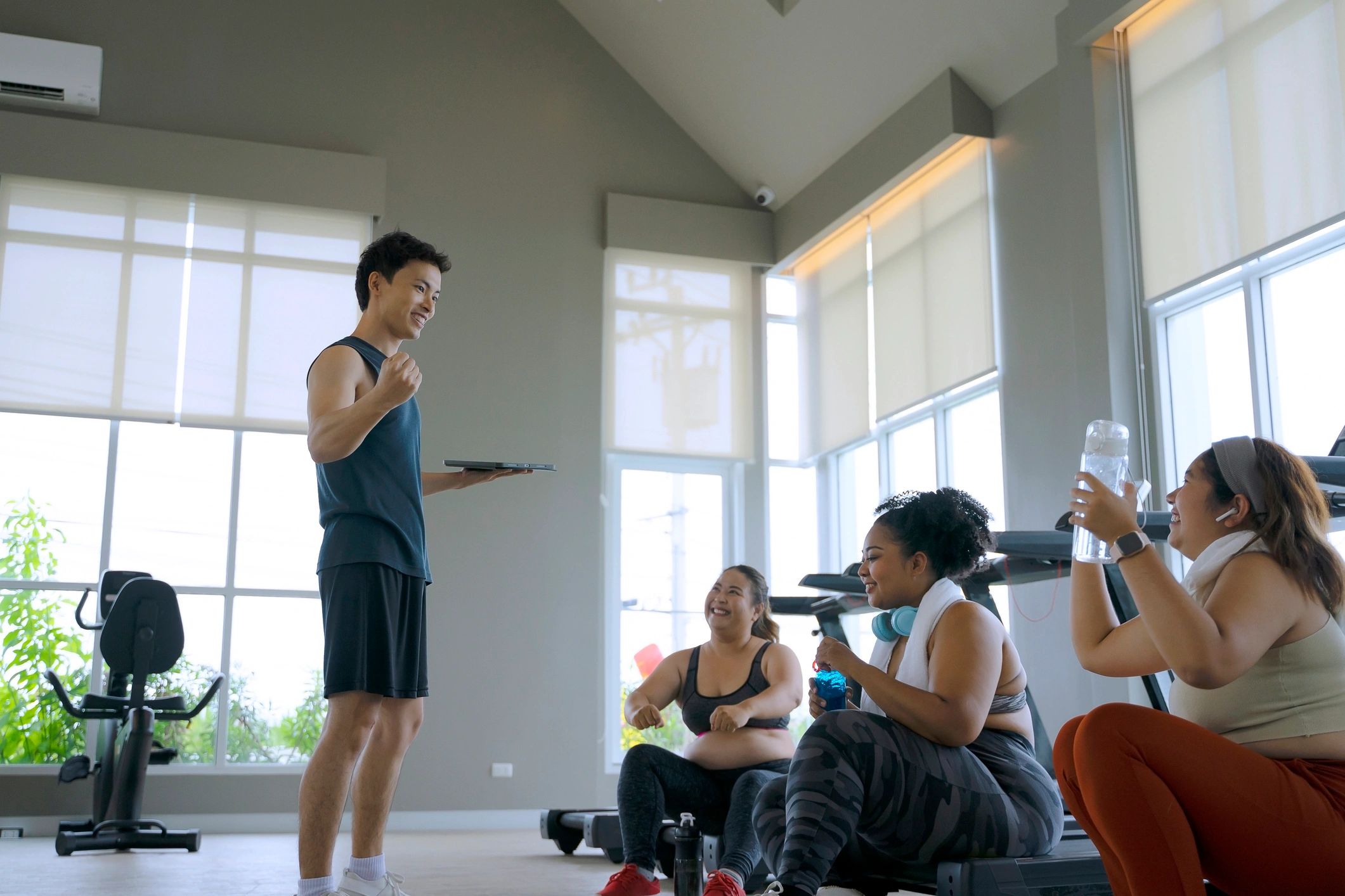 Group workout in a gym setting